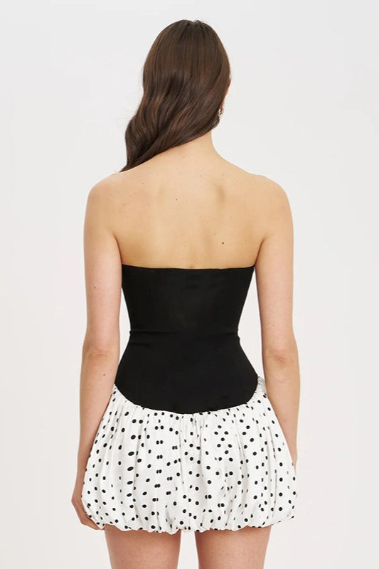 Dot Polka Strapless Bodycon Mini Dress