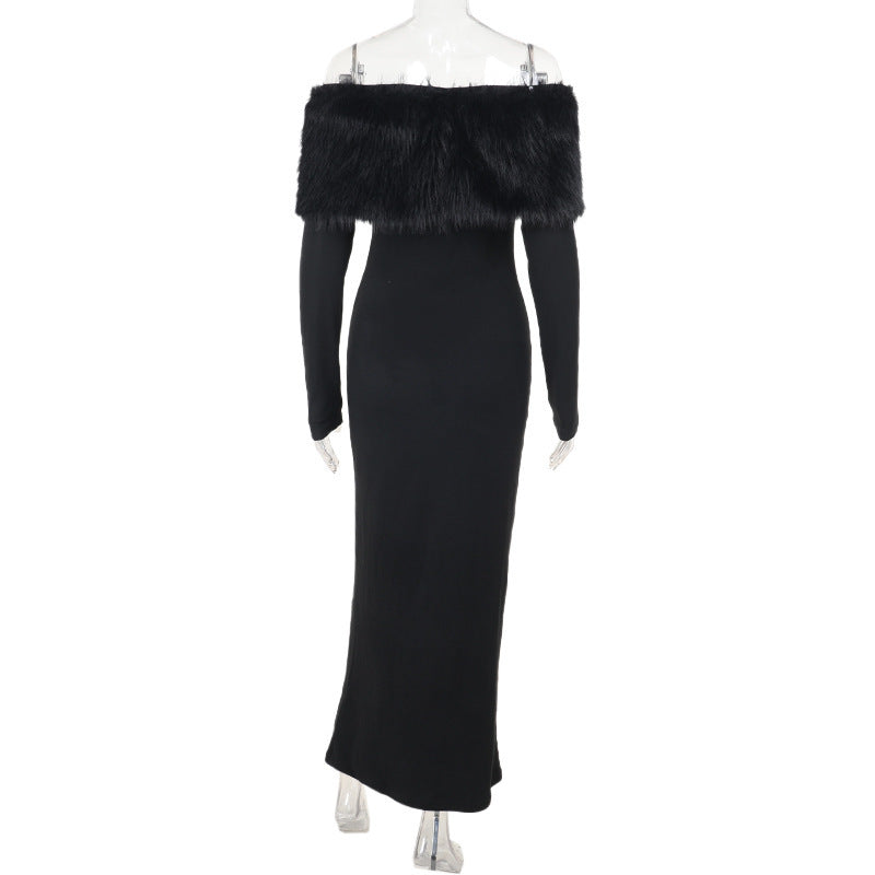 Fur Onyx Midi Dress Black