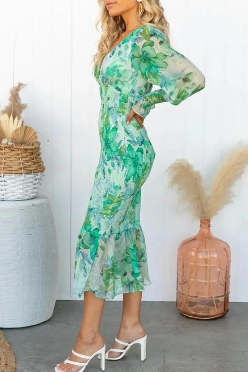 Jacinta Premium Flower Print Midi Dress Statement Occasion Edit