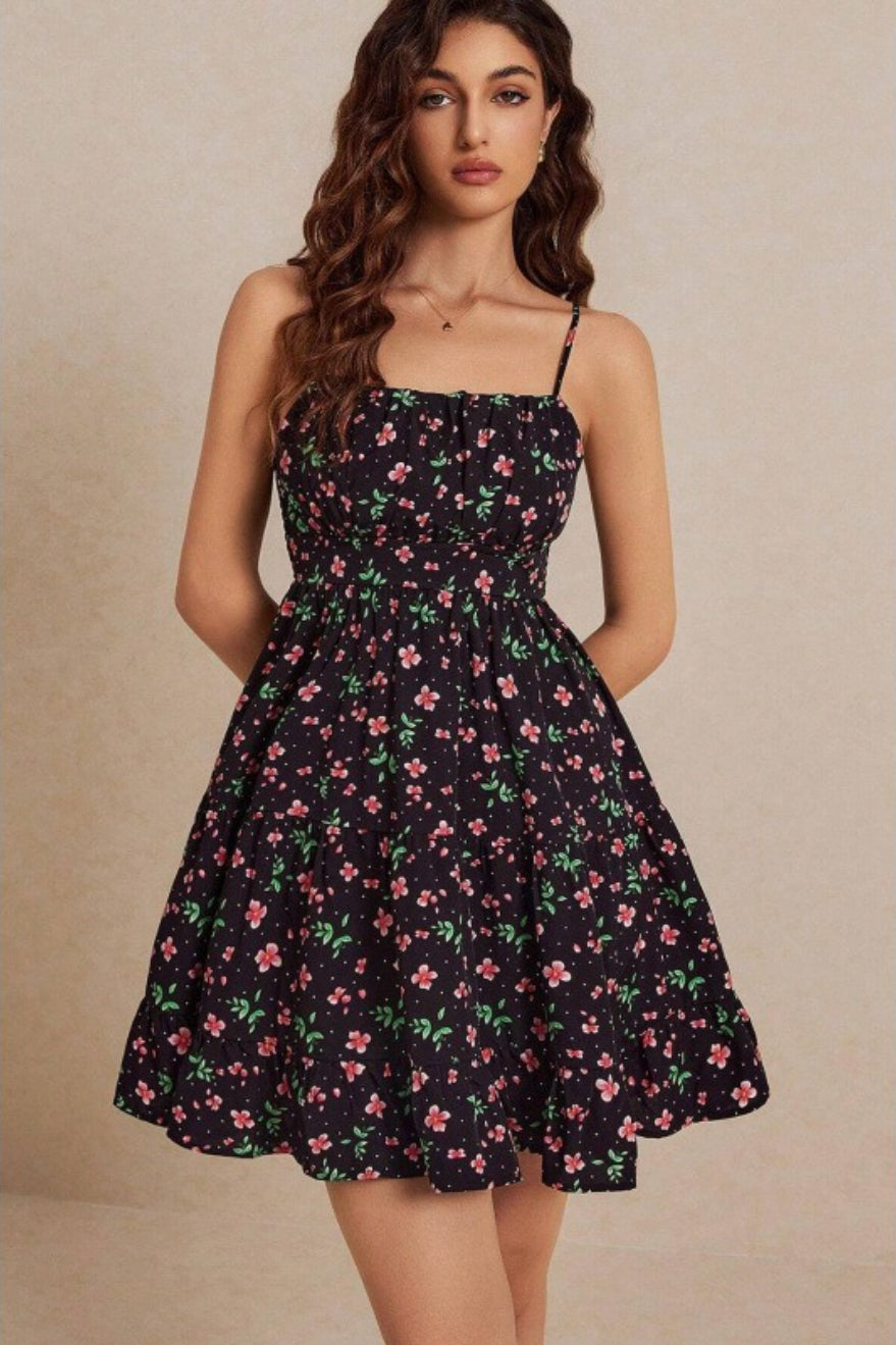 Bloom Smocked Spaghetti Strap Mini Dress