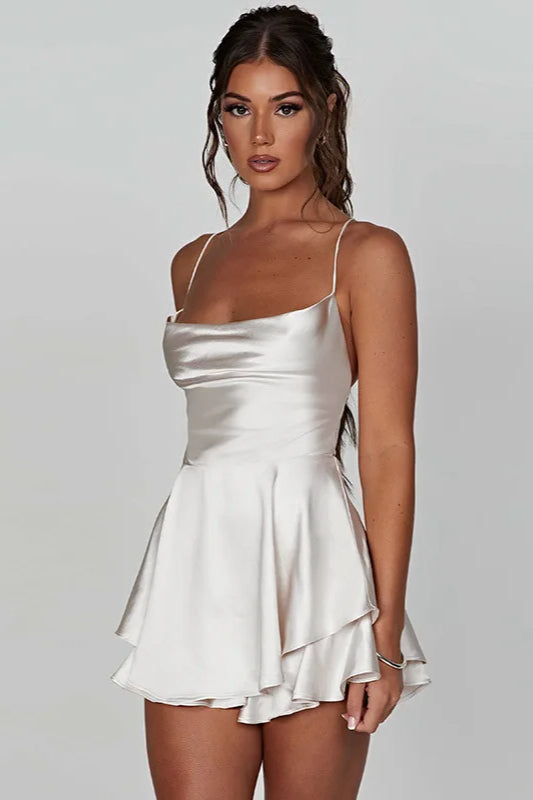 Crisscross Satin Mini Dress