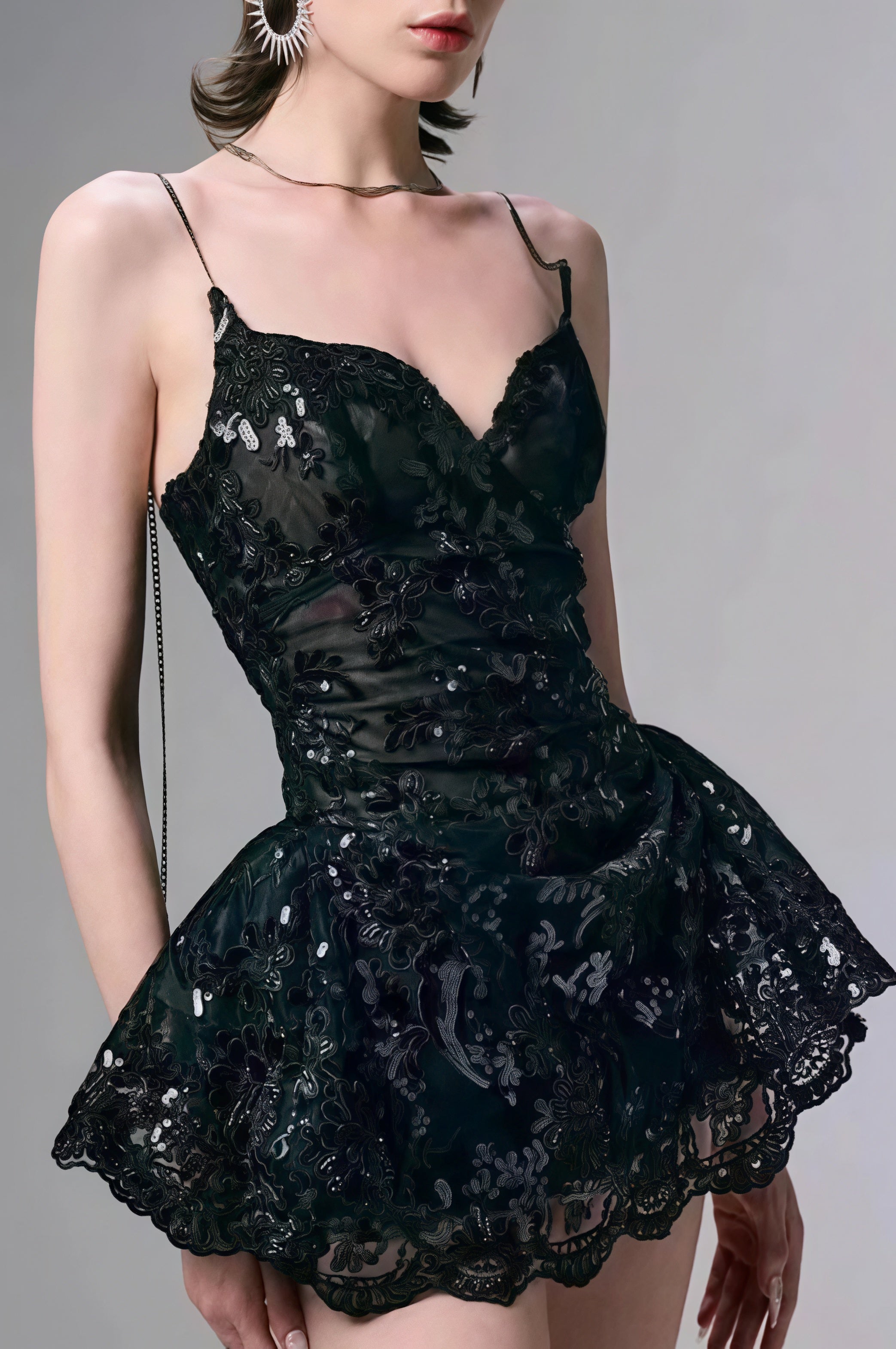Spaghetti Lace Strap Mini Dress