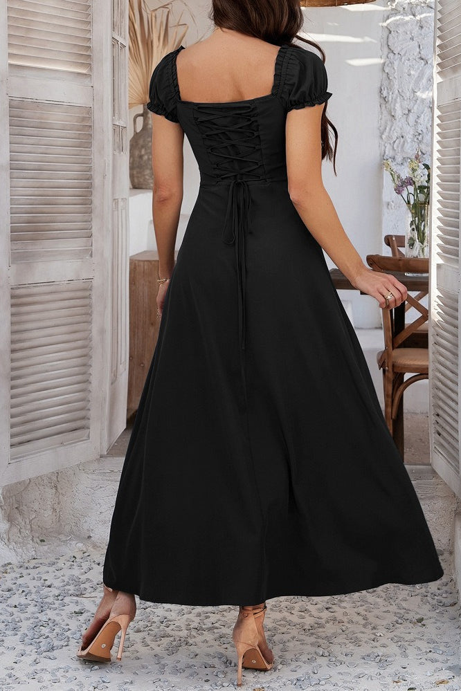 Ruched Edition Puff Sleeve Maxi Work Dress