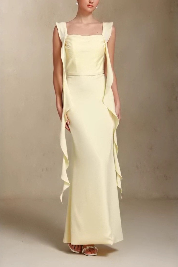 Graceful U Neck Sash Maxi Mermaid Prom Dress