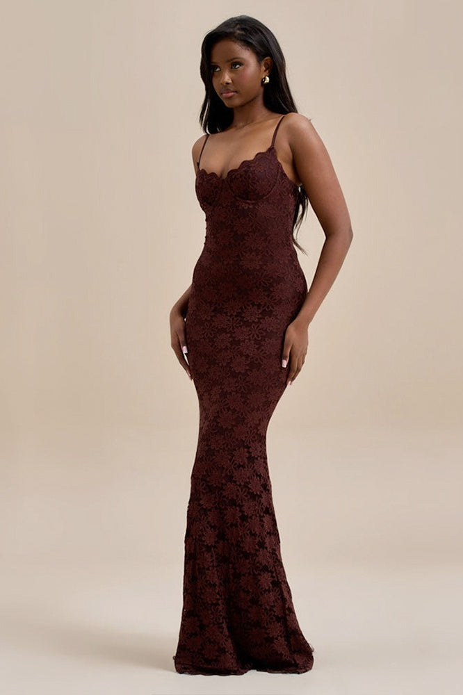 Backless Edition Bodycon Cami Maxi Lace Dress