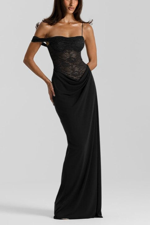 Lace Edition Panel Tank Maxi Bodycon Dress