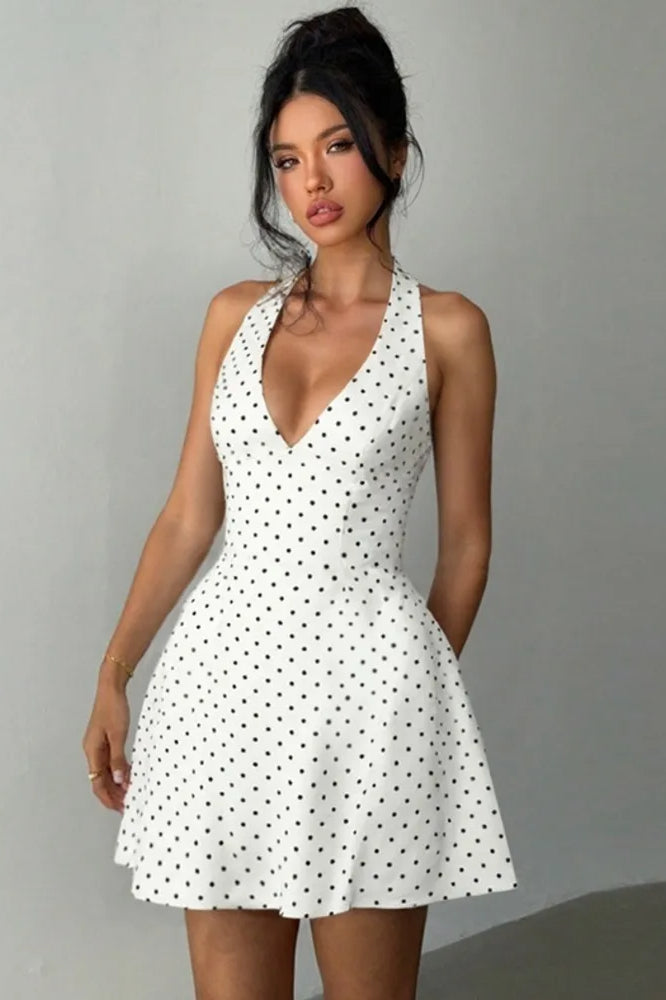 Dot Polka Halter Mini Dress