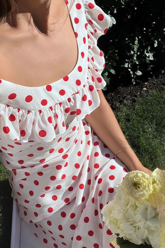 Polka Edition Dot Cami ALine Ruffled Maxi Dress