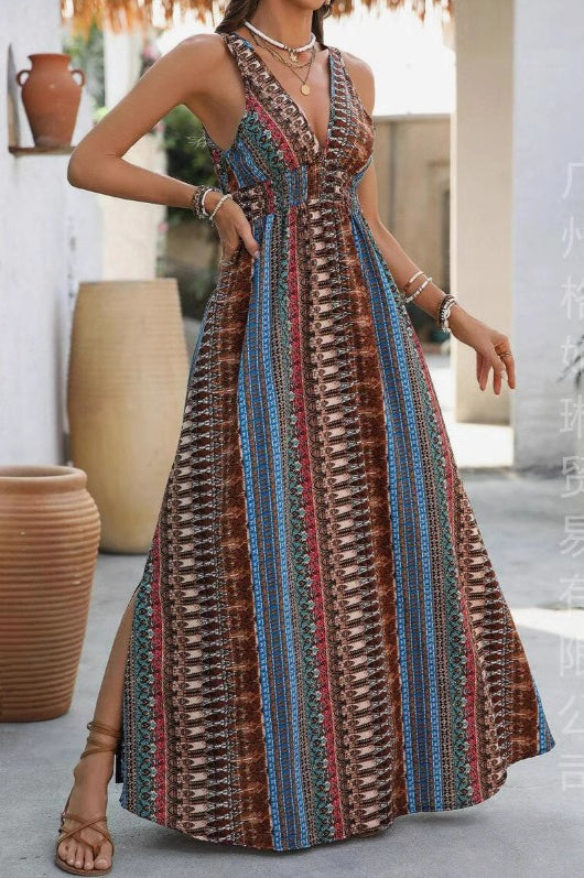 Chic Edition V Neck Maxi Boho Dress