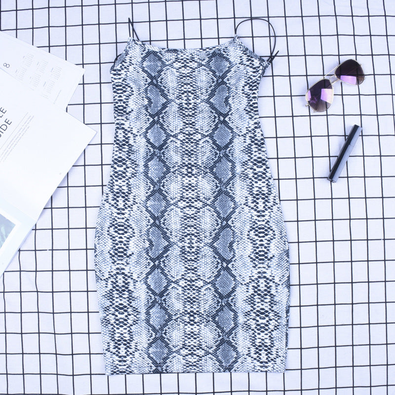A Snake Difference Side Tie Mini Dress