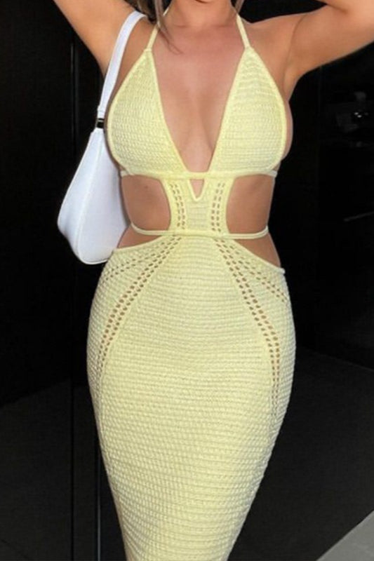Glamorous Low Cut Tie Back Maxi Vacation Dress