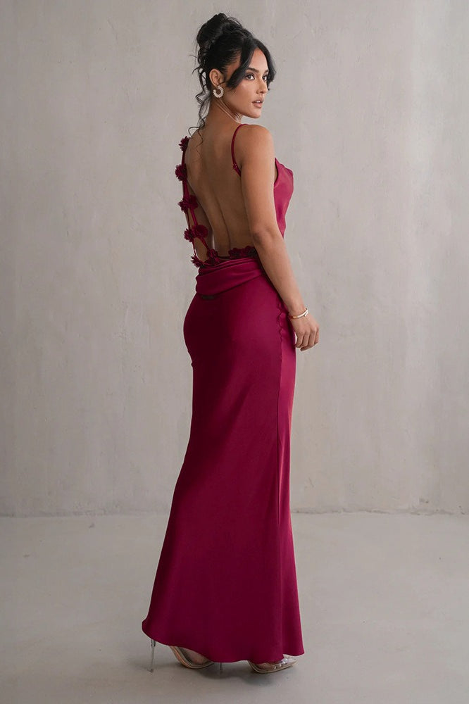 Satin Cami Backless Chic Slim Fit Prom Dress