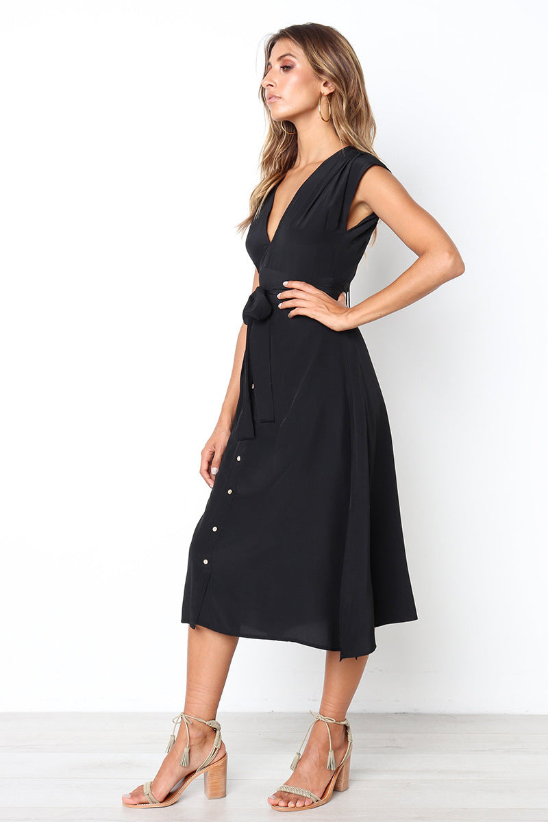 Button Betsy Down Midi Dress Black FINAL