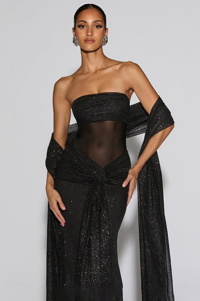 Sexy Graceful Tube Off Shoulder Silver Prom Dress