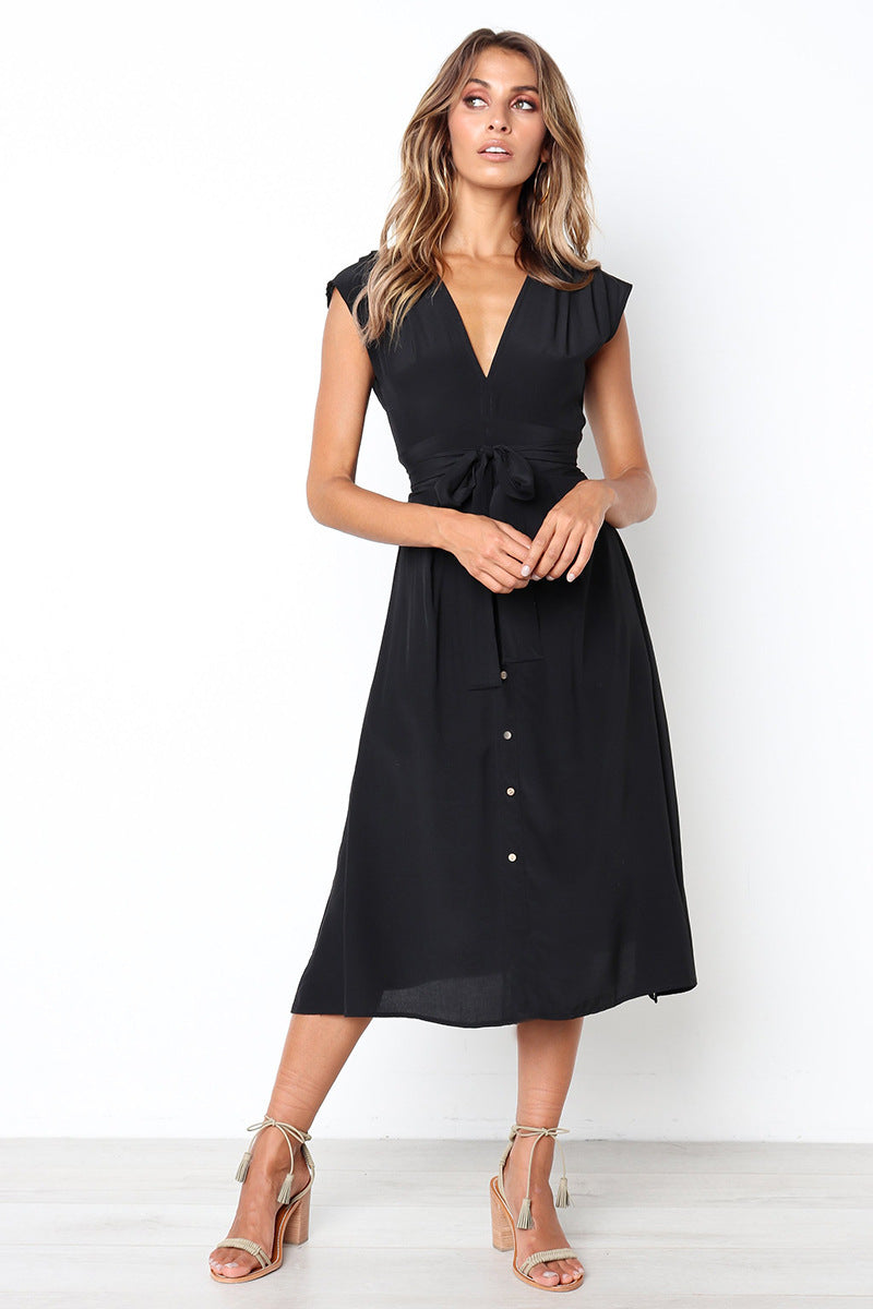 Button Betsy Down Midi Dress Black FINAL