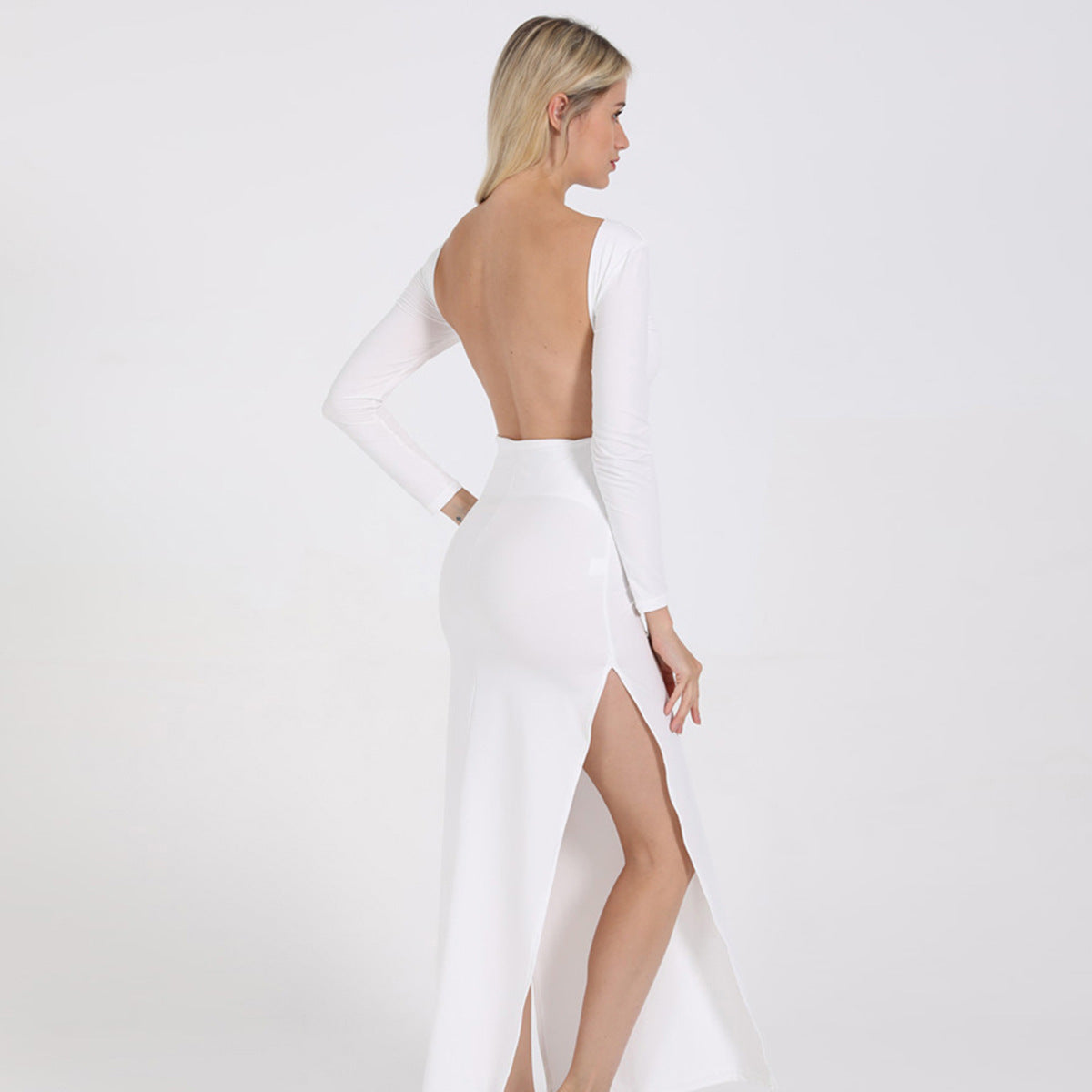 Cotton Poise Open Back Midi Dress White FINAL