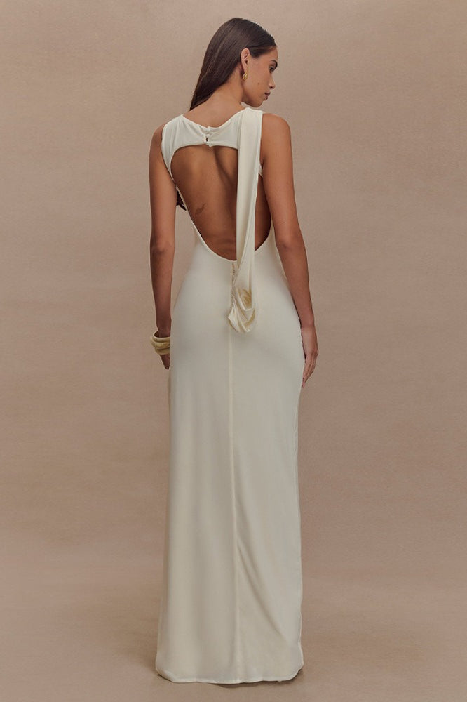 Ruched Edition Split Backless Maxi Dress