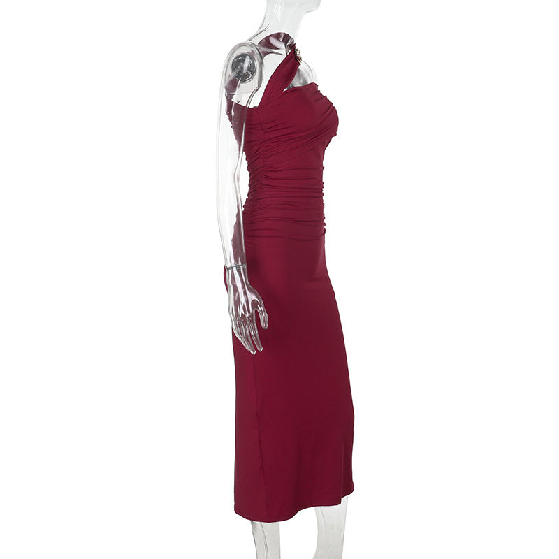 Midi Horres Dress Maroon