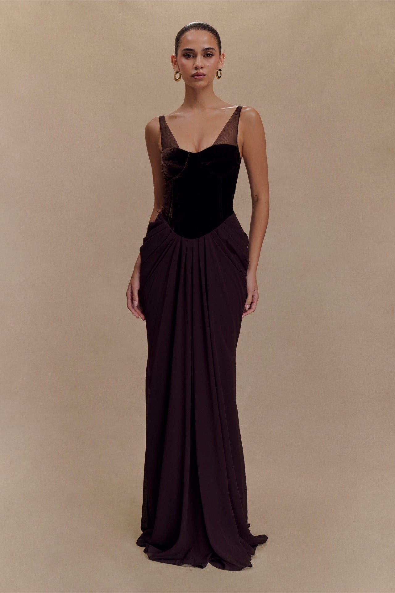 Graceful Strap Backless Mesh Patchwork Slim Prom Dress