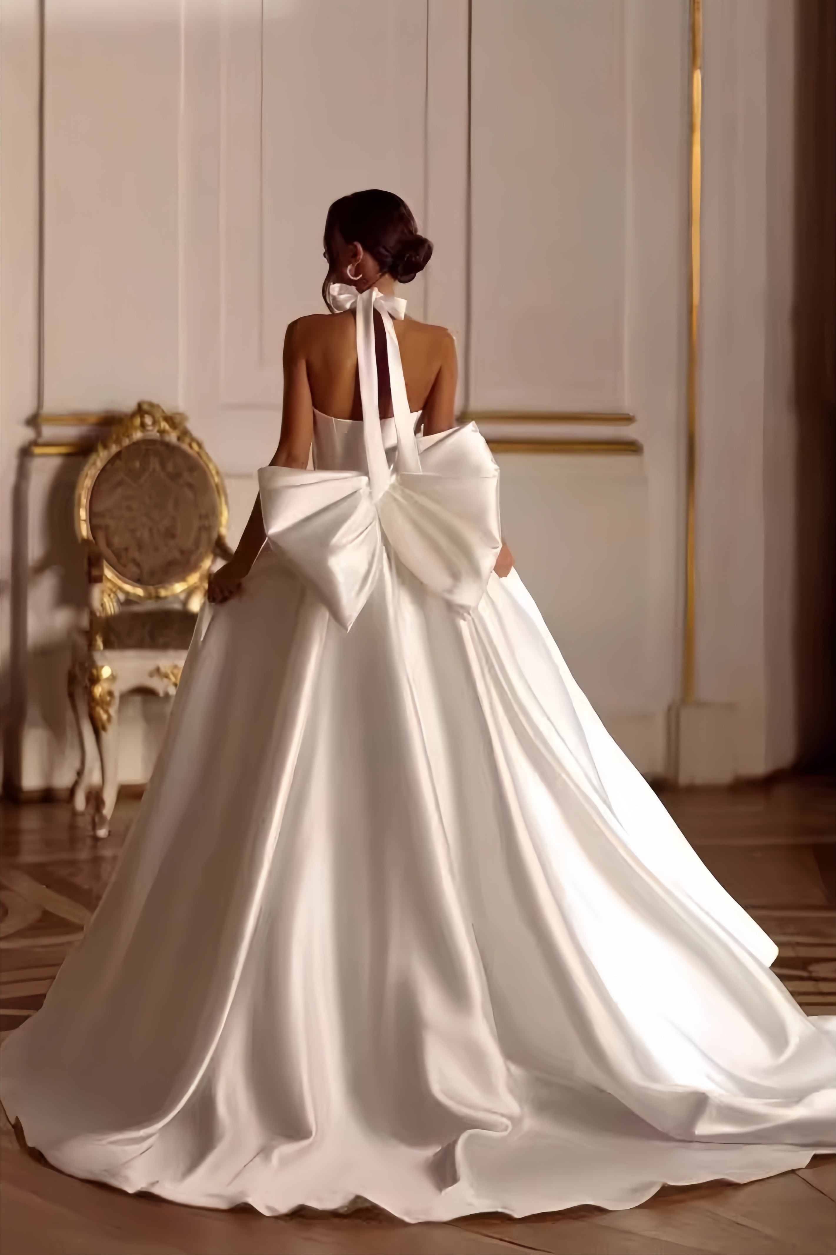 Graceful Satin Beaded Wedding Dress