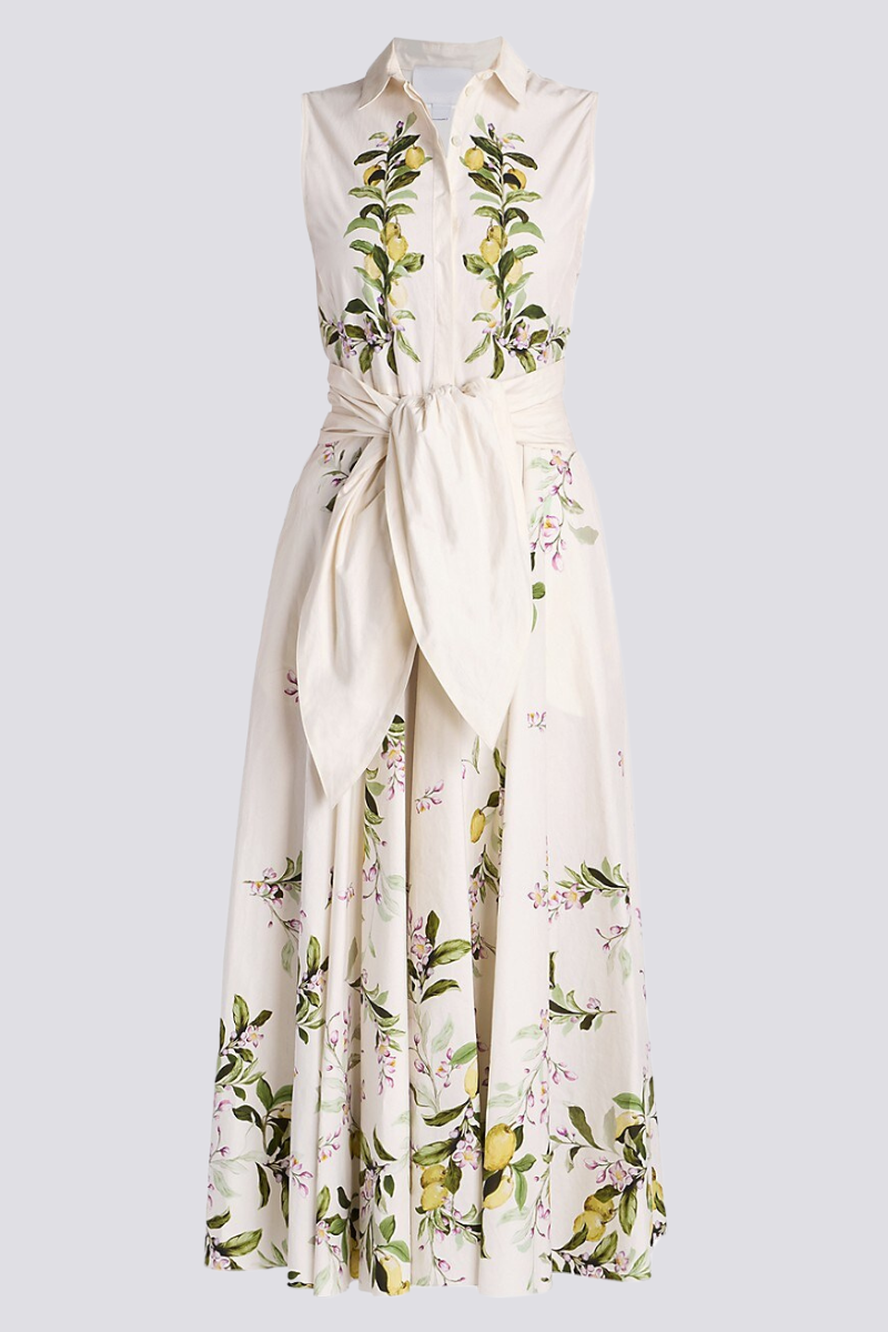 Ileana Aesthetic Sleeveless Maxi Dress with Floral Bow Statement Occasion Edit
