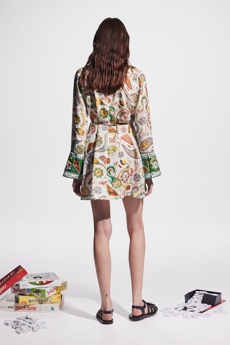 Exclusive Zaida Long Sleeved Paisley Mini Dress Evening Wear Edit