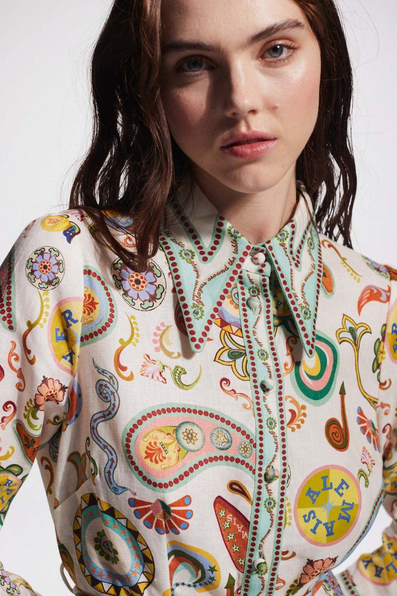 Exclusive Zaida Long Sleeved Paisley Mini Dress Evening Wear Edit