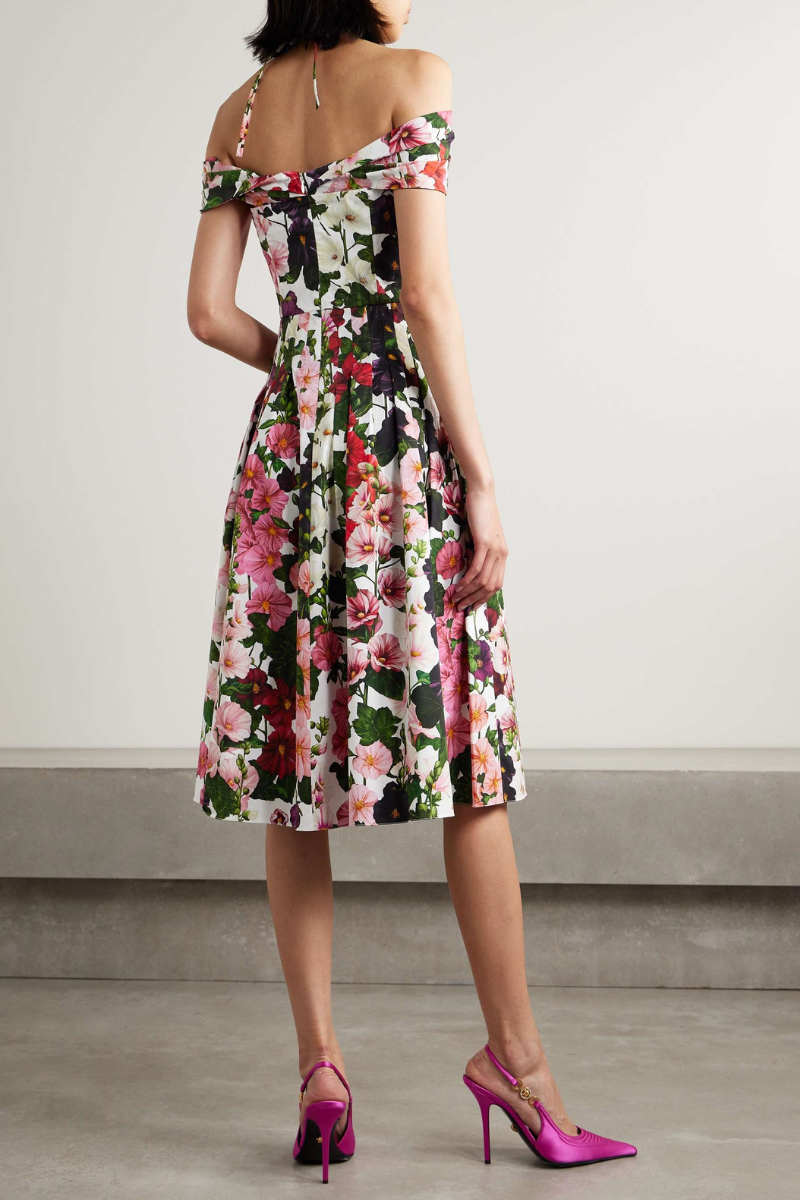 Claudia Aesthetic Off the Shoulder Bloom Midi Dress Evening Wear Edit