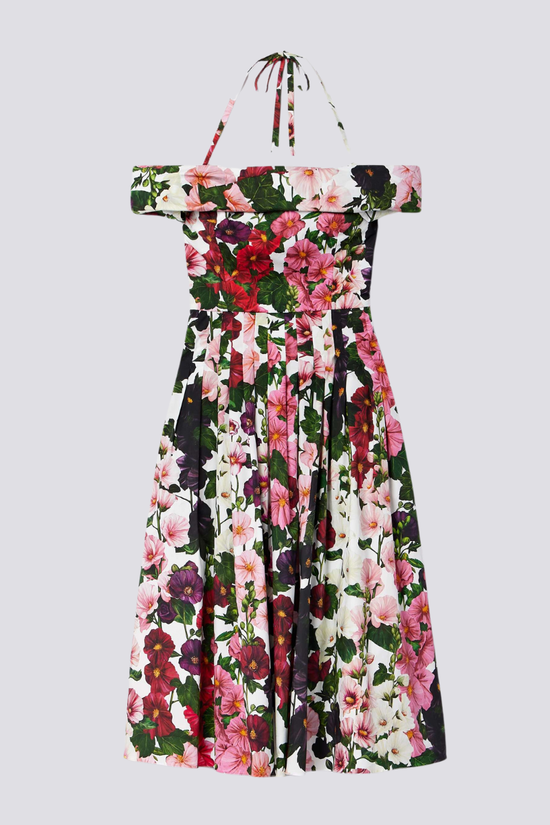 Silvia Minimalist Off the Shoulder Bloom Midi Dress Boutique Collection