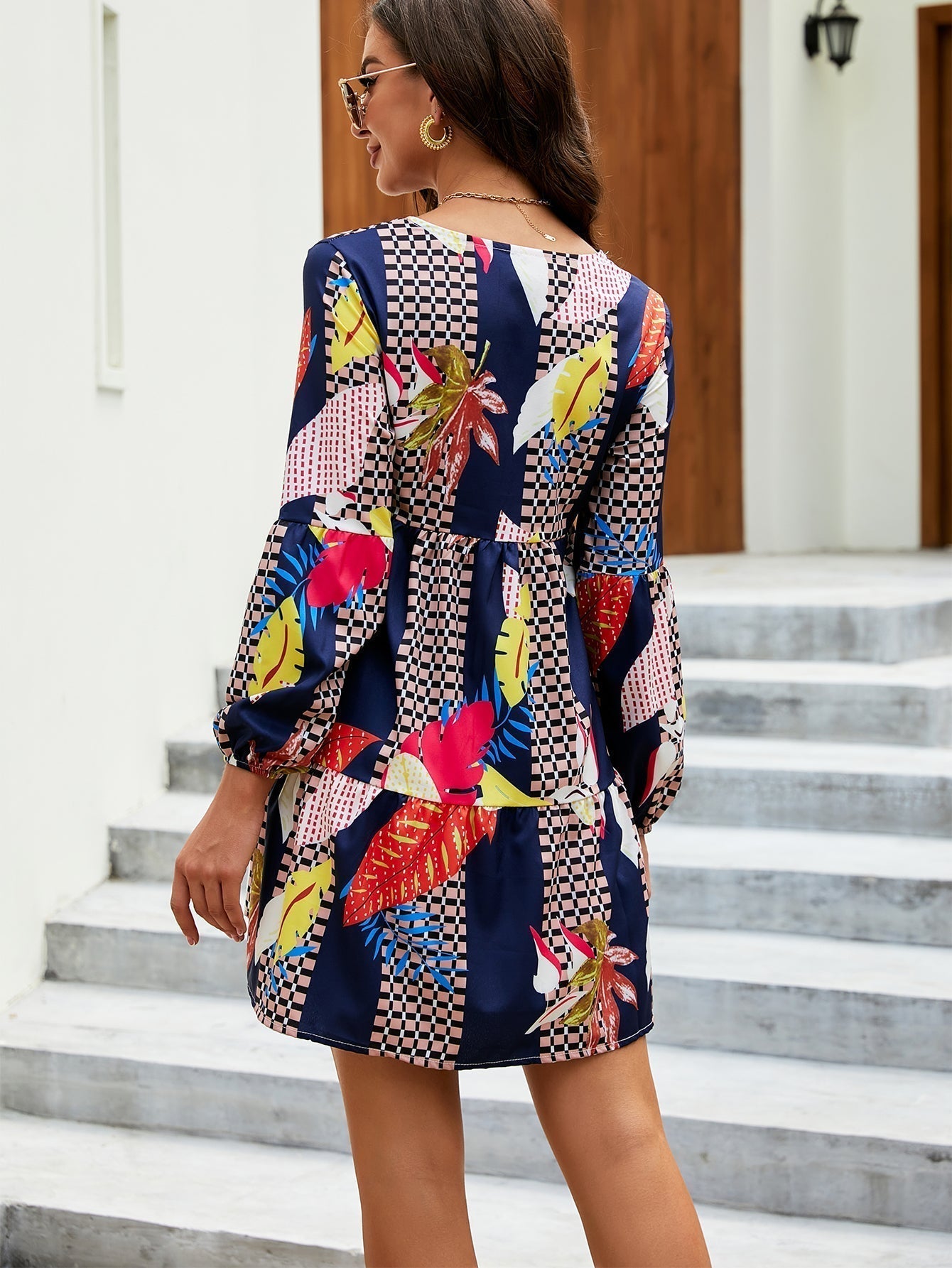 Print Allover Boho Mini Dress