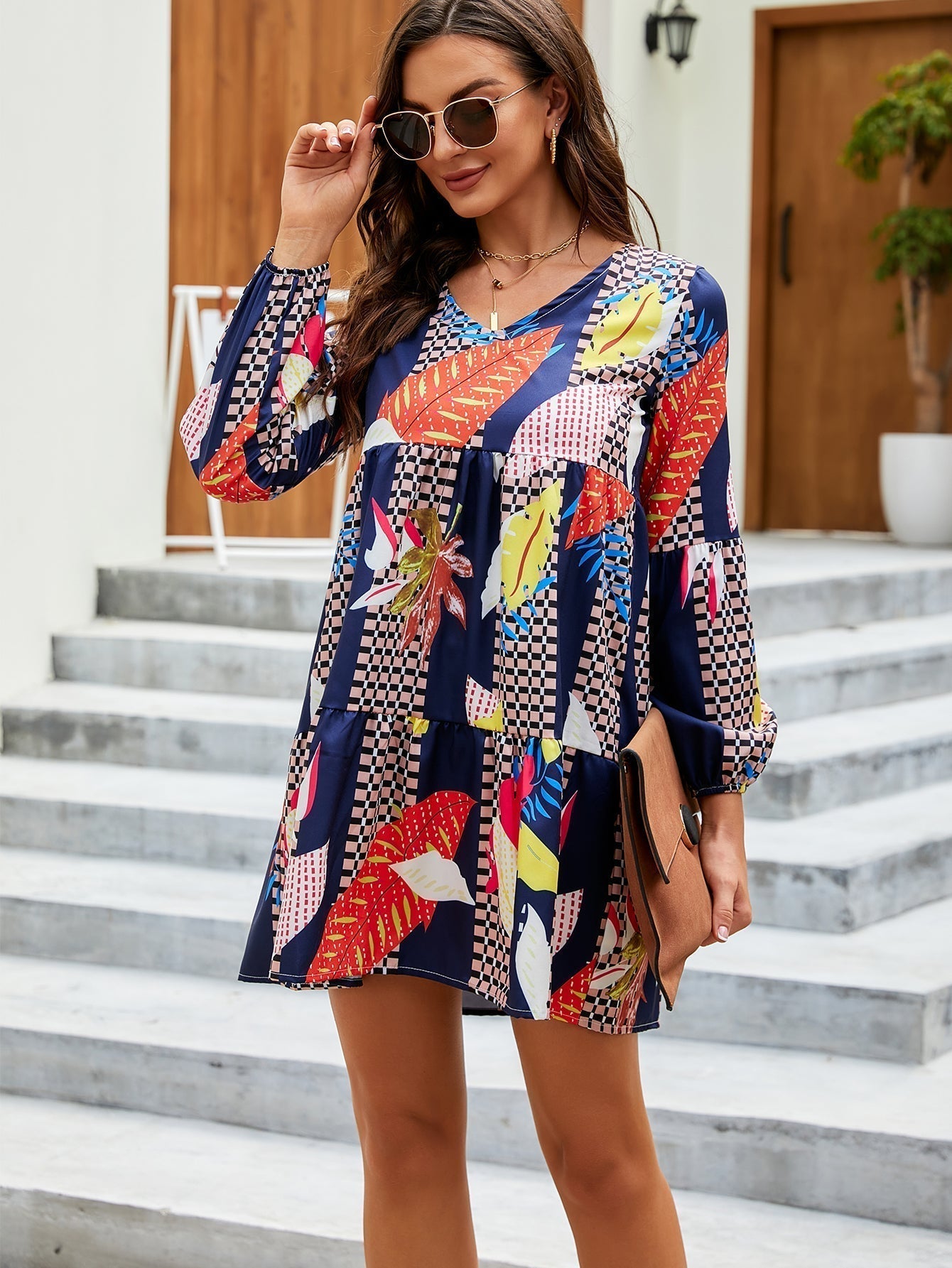 Print Allover Boho Mini Dress