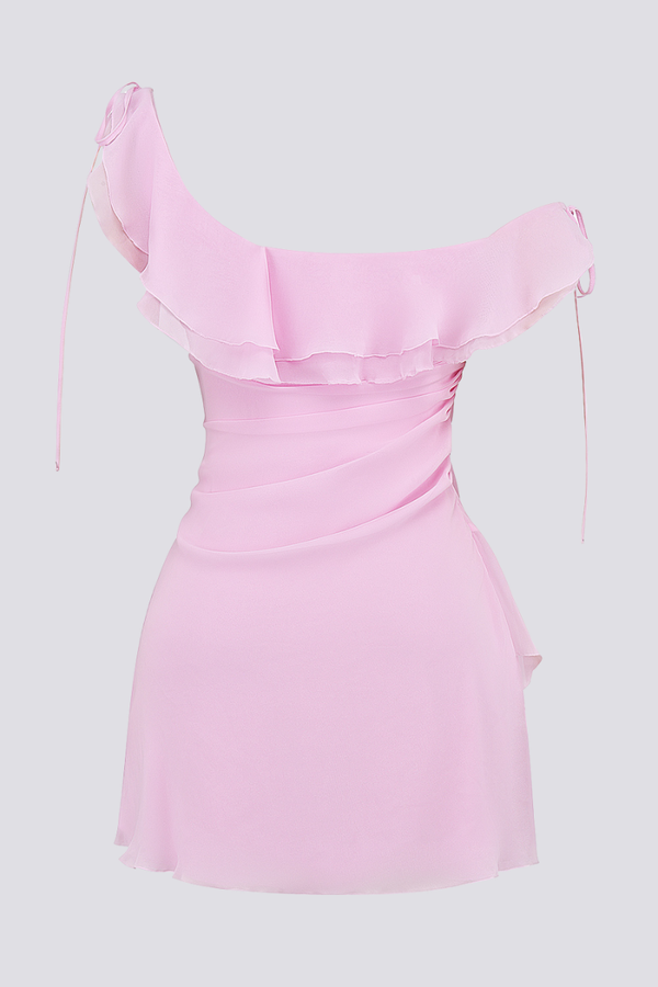 Aesthetic Nadia Off Shoulder Ruffle Shirt Mini Dress Premium Wardrobe Essential