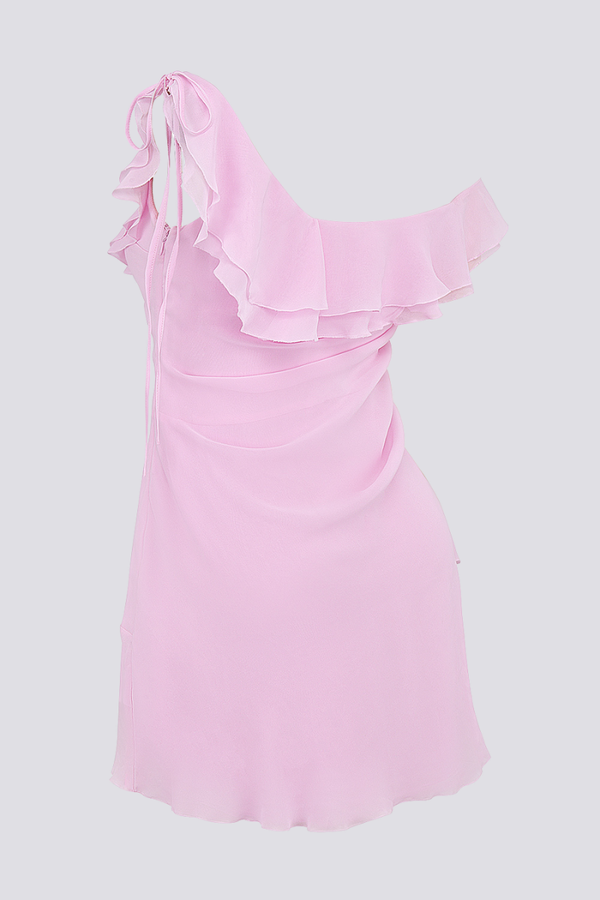 Aesthetic Nadia Off Shoulder Ruffle Shirt Mini Dress Premium Wardrobe Essential