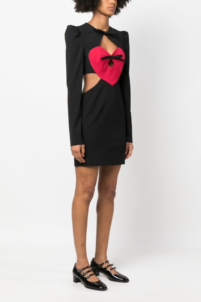 Timeless Harriet Long Sleeved Mini Dress with Cut Outs and Bow Chic Silhouette Collection