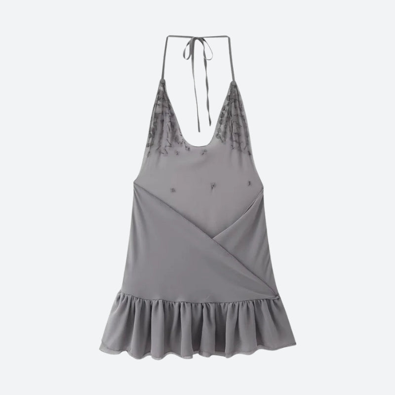 Button Backless Mini Dress