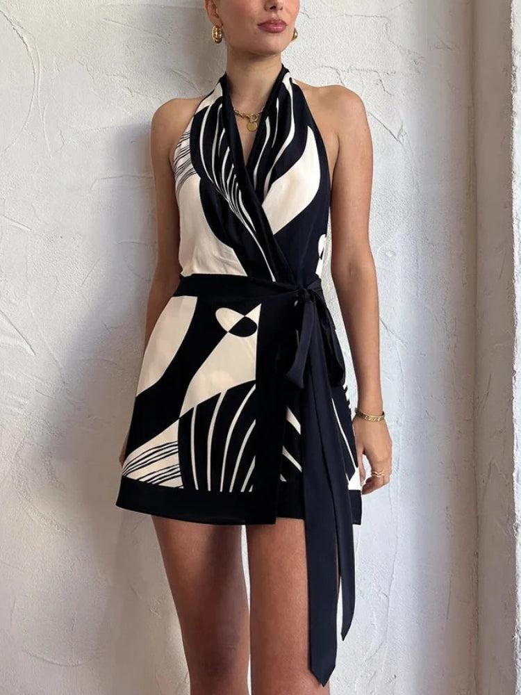 Wrap Backless Front Mini Dress