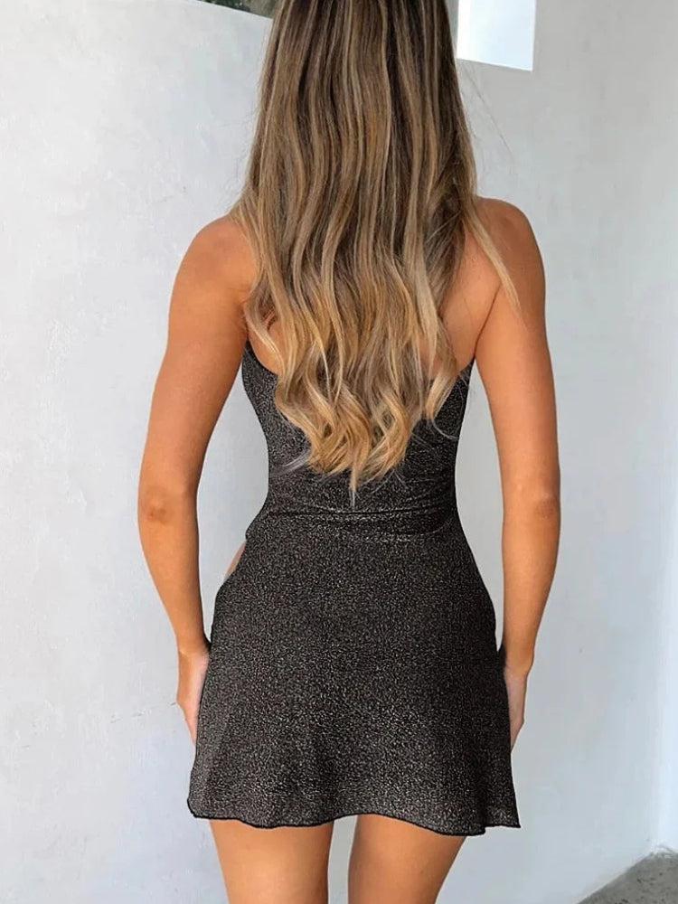Glitter Baddie High Slit Mini Dress