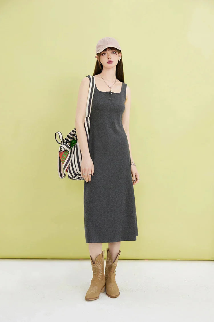Basic Relaxed Button Up Midi Dress