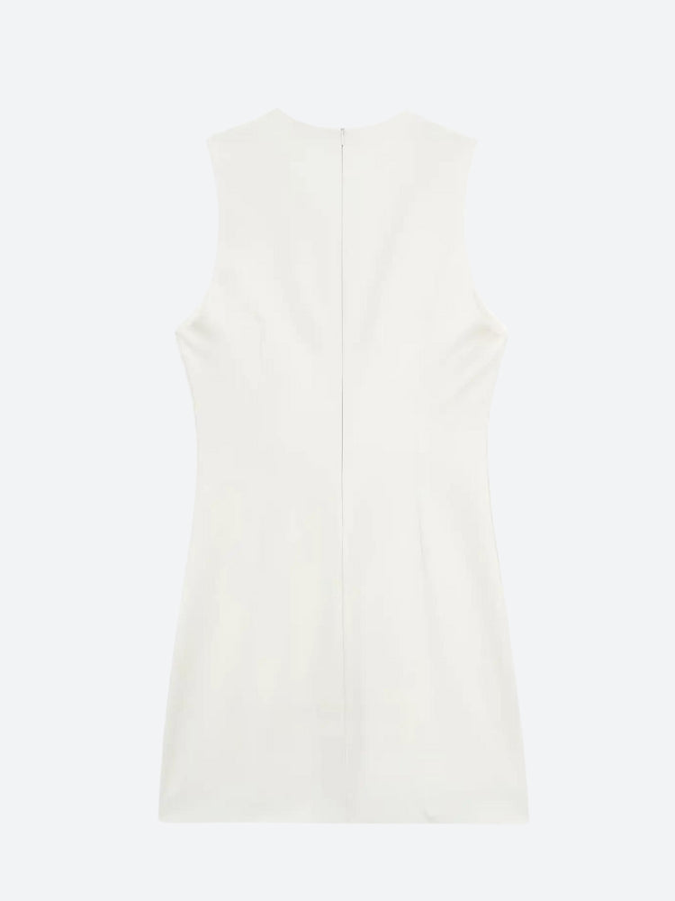 Plunge Belted Neck Mini Dress