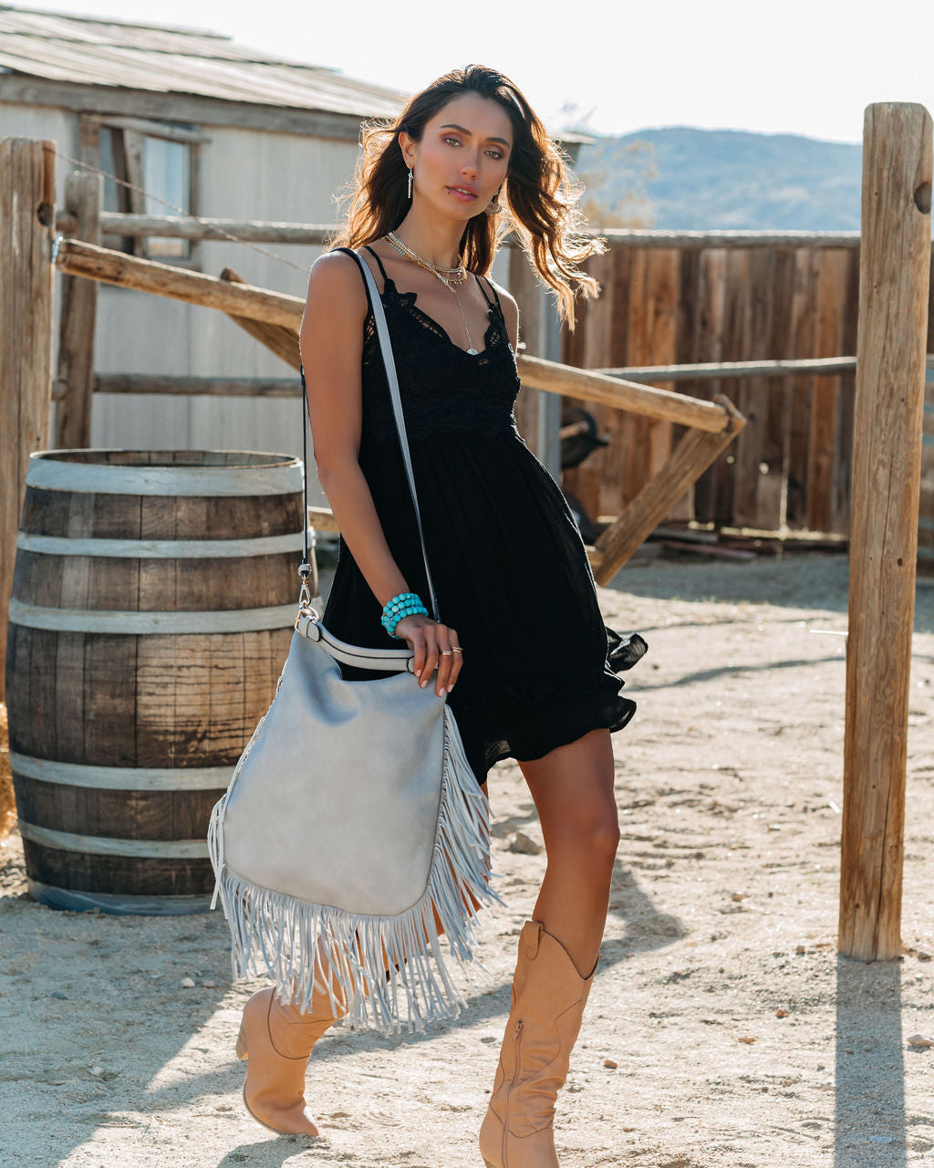 My Of Love Pocketed Lace Ruffle Dress Black