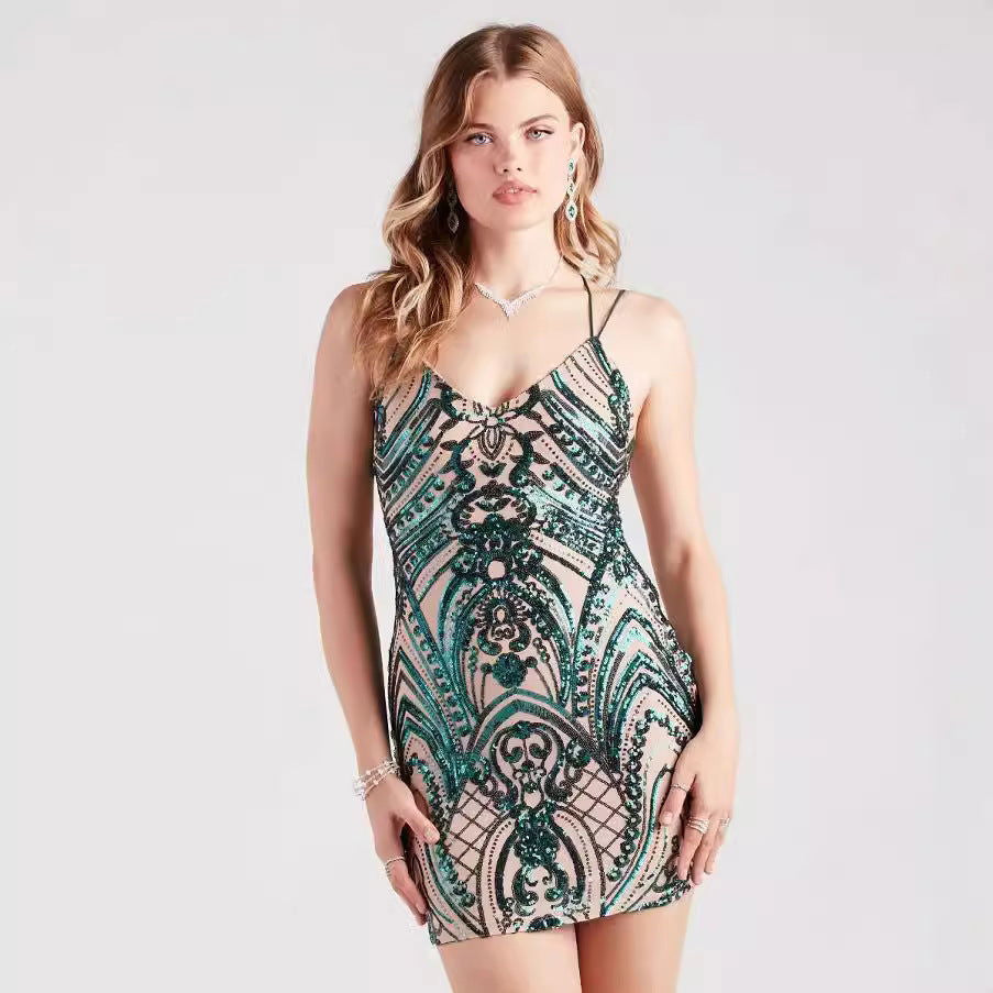 in Seller Dress Sequin Sling Backless Socialite Dress