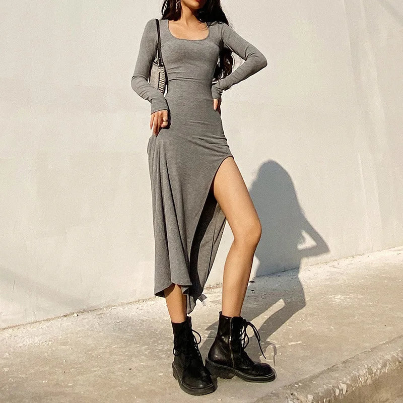 Round Neck Waist Graceful Streetwear Traf Midi Dresses