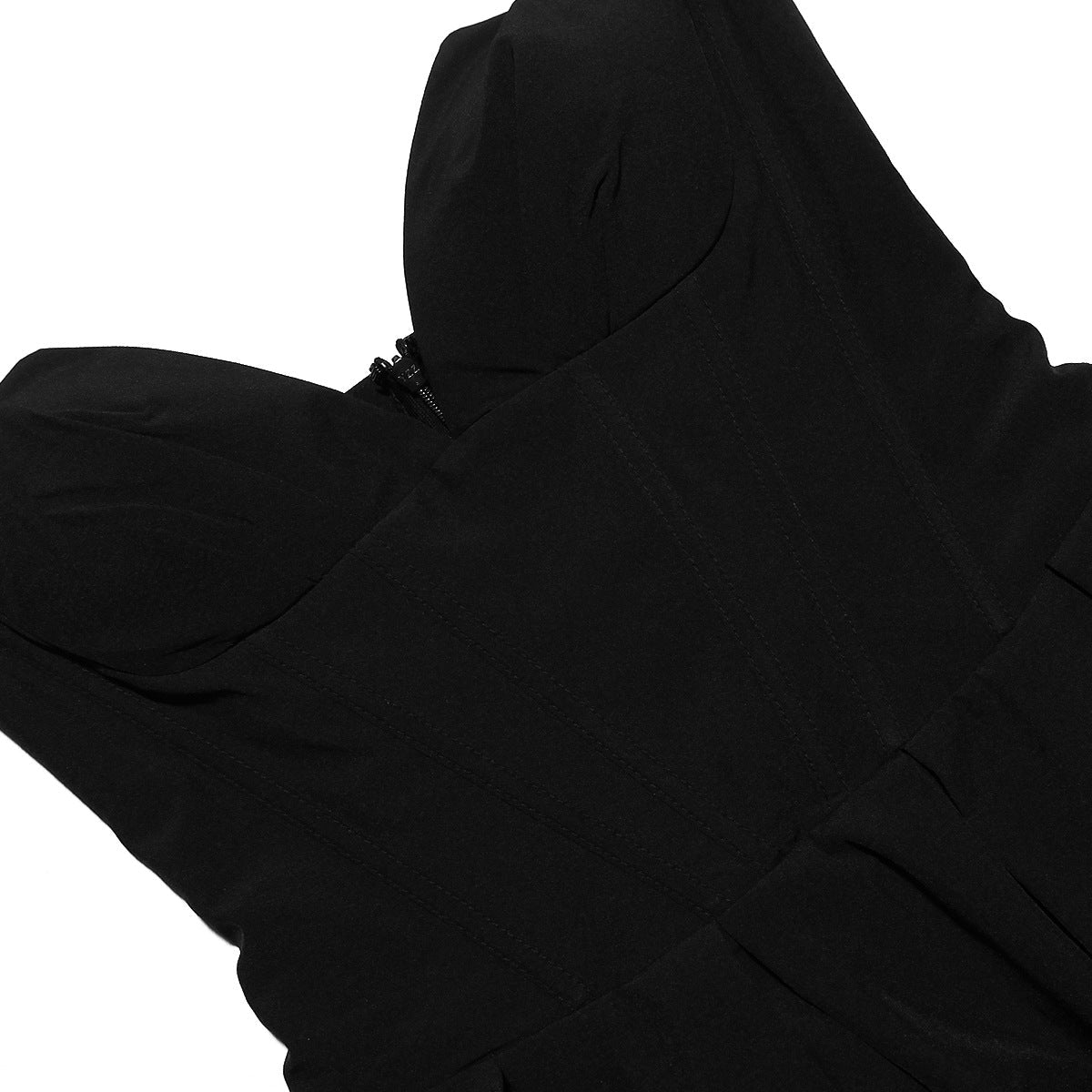 Plunge Black Corset Midi Dress