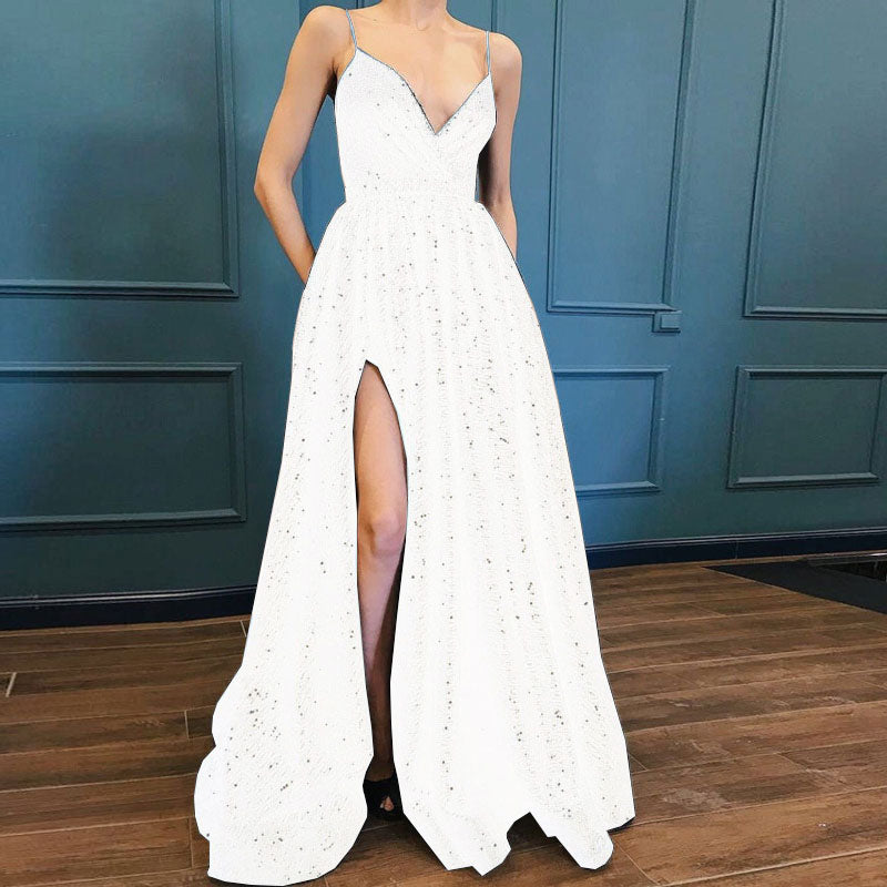 Kissnovaa - Black V-neck Prom Party Evening Dresses