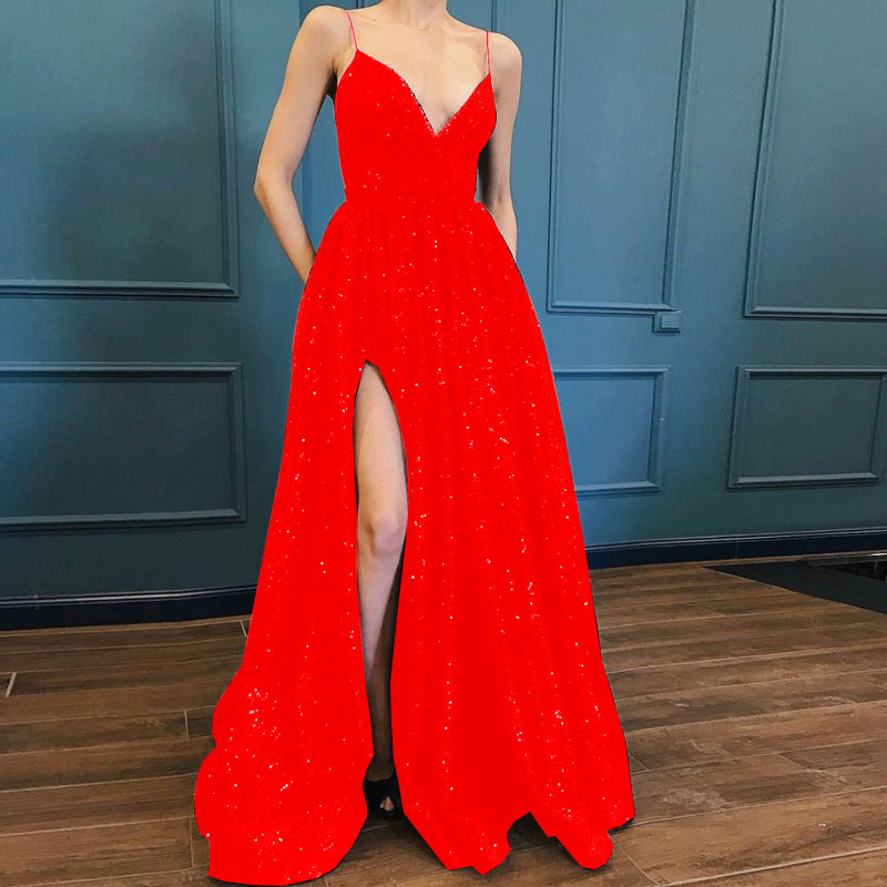 Kissnovaa - Black V-neck Prom Party Evening Dresses