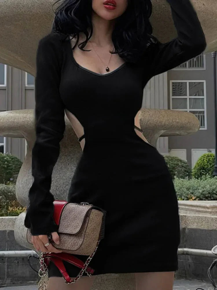 Fashion Blue Lace Up Backless V Neck Long Midi Dresses