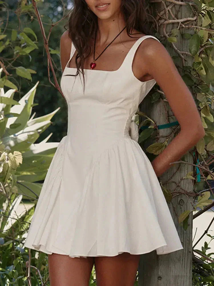 Waist Bow Backless Mini Dress