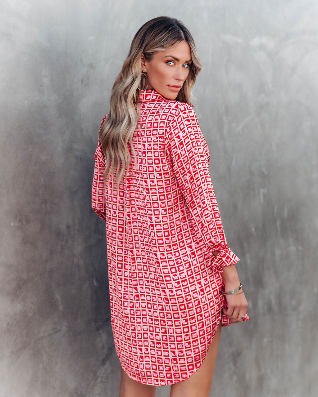 Printed Brenleigh Satin Button Down Tunic