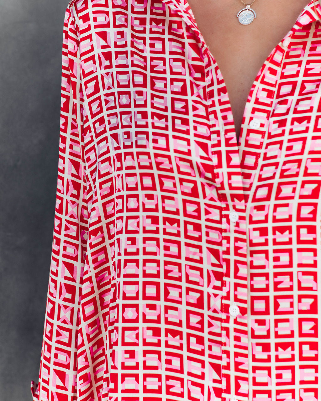 Printed Brenleigh Satin Button Down Tunic