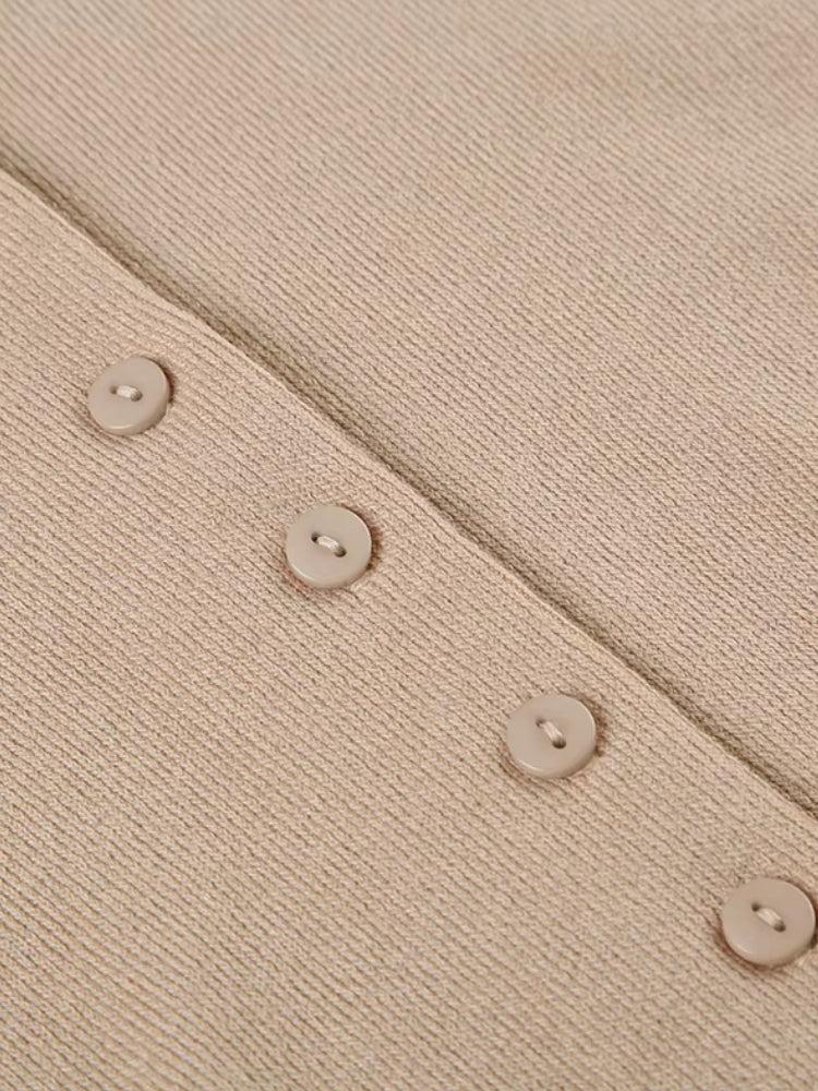 Up Button Knitted Mini Dress